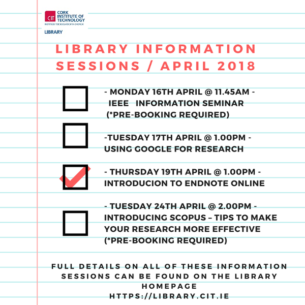 Library Information Sessions in April: